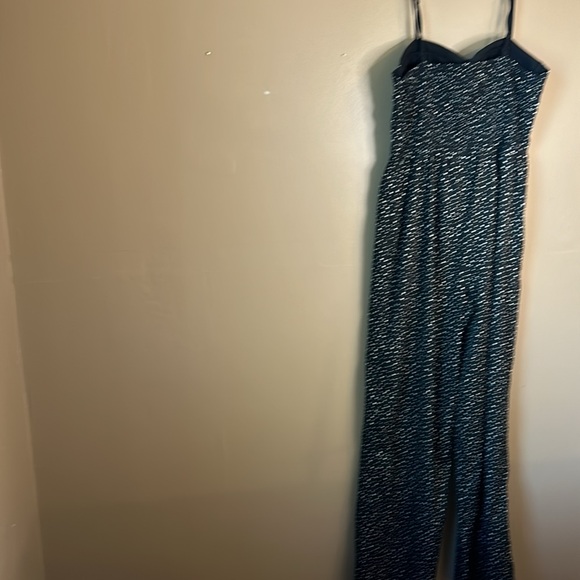 3/$25 Band of Gypsies Bustier Blk/Wht Fleck Wide Legs Spag Strap Jumpsuit. Sz M - Picture 2 of 12